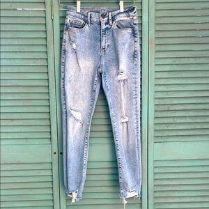 a.n.a Light Blue Distressed Ankle Jeans